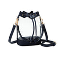 Solid Faux Leather Transparent Bucket Bag