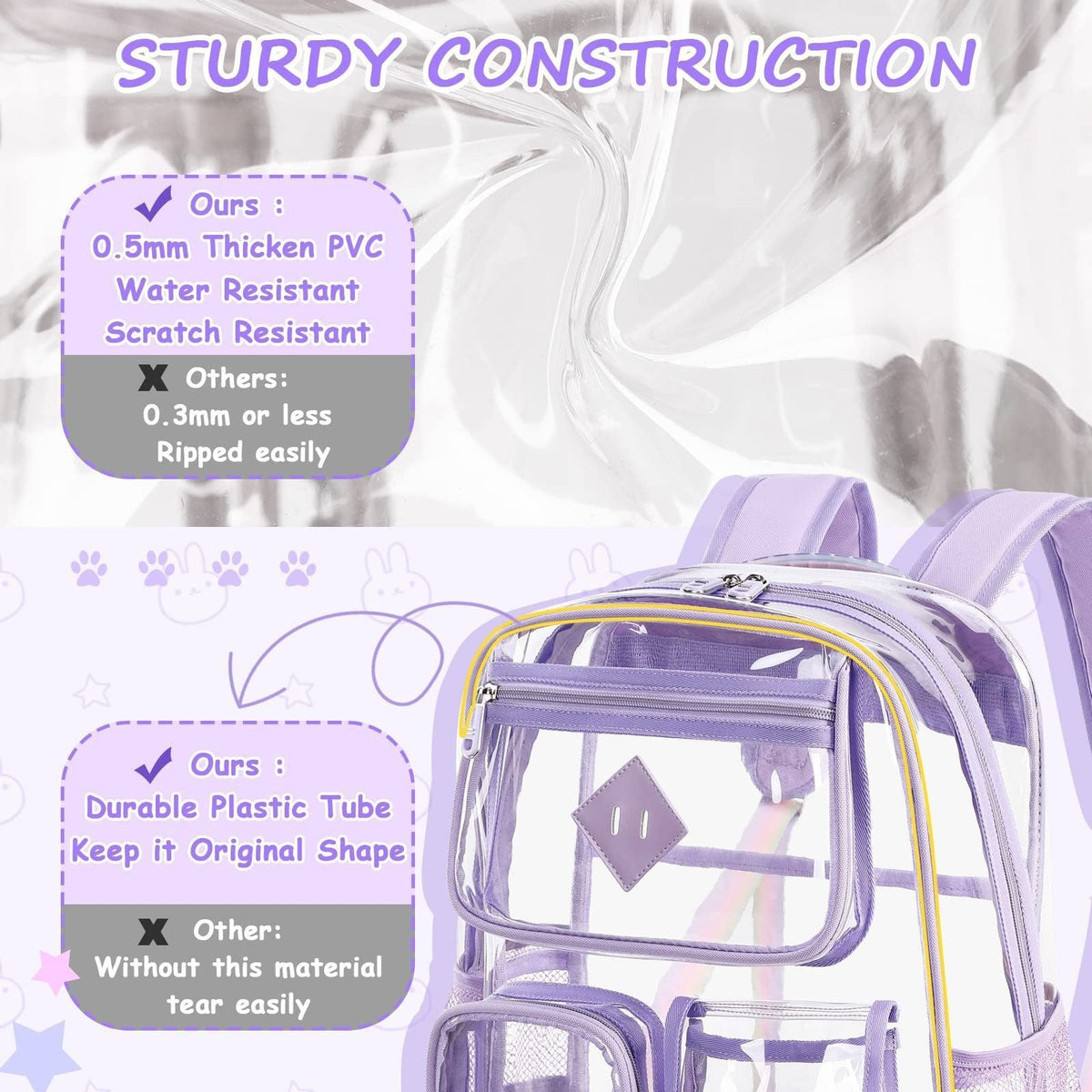 Durable PVC Transparent Backpack – Clear Backpack Bag for Stadium Events & Outdoor Fitness Purse