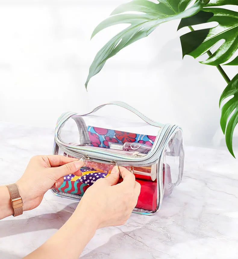 Transparent Large Capacity PVC Toiletry Bag Waterproof Cosmetic Bags Travel Clear Makeup Cosmetic Bag